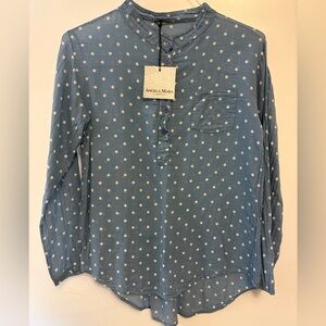 Angela Mara Blue Star Print Blouse